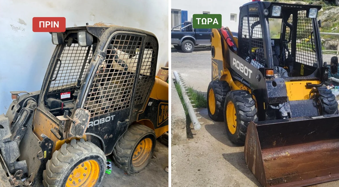 Συντήρηση και σέρβις σε μηχάνημα από το τμήμα καθαριότητας του Δήμου Μυκόνου