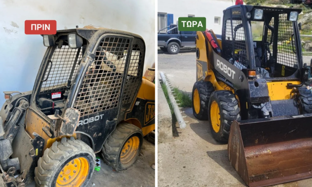 Συντήρηση και σέρβις σε μηχάνημα από το τμήμα καθαριότητας του Δήμου Μυκόνου