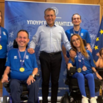 Συνάντηση του Υπουργού Αθλητισμού, Γιάννη Βρούτση με τους Πρωταθλητές Ευρώπης στο Μπότσια, Γρηγόρη Πολυχρονίδη και Δήμητρα Παπαδοπούλου