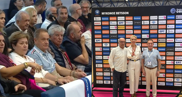 Ο Δήμαρχος Χρήστος Βερώνης μετά την ιστορική πρεμιέρα της Mykonos Betsson BC στην Basket League.