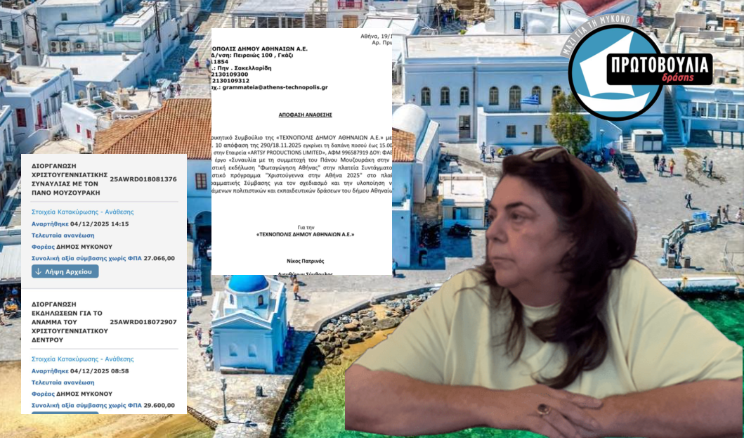 Κων. Κουκάς : Ο Δήμος Μυκόνου Πληρώνει Ακριβότερα από Αθήνα και Ξάνθη για το ίδιο Χριστουγεννιάτικο Show