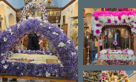 Οδοιπορικό στις Ενορίες της Μυκόνου: Οι Επιτάφιοι που «Μοσχοβολούν». Ο Πολιτιστικός Σύλλογος Γυναικών έψαλλε το Μοιρολόι της Παναγιάς.