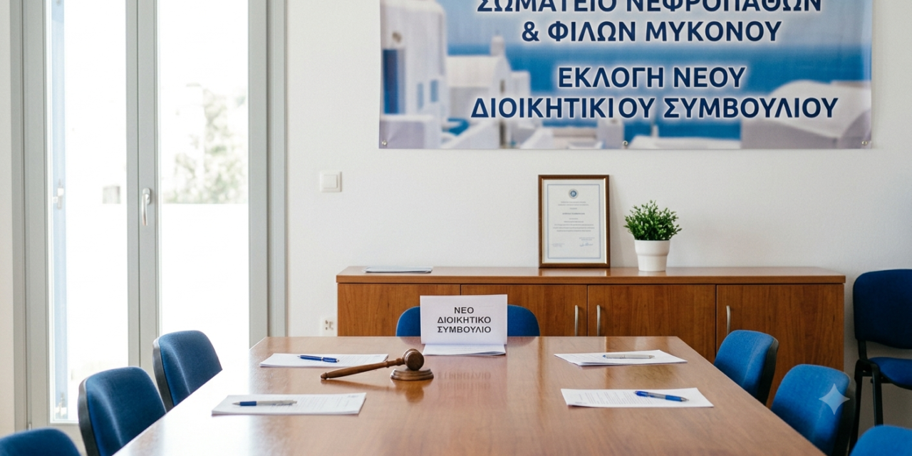 ΝΕΑ ΔΙΟΙΚΗΣΗ ΜΕ ΙΣΧΥΡΗ ΕΝΤΟΛΗ ΣΤΟ ΣΩΜΑΤΕΙΟ ΝΕΦΡΟΠΑΘΩΝ ΜΥΚΟΝΟΥ