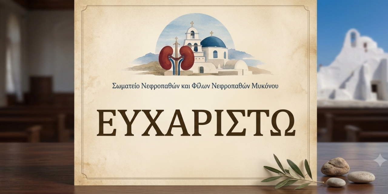 ΝΕΦΡΟΠΑΘΕΙΣ ΜΥΚΟΝΟΥ Δημόσιο ευχαριστώ για την ομόφωνη στήριξη του Δήμου στη Μονάδα Αιμοκάθαρσης